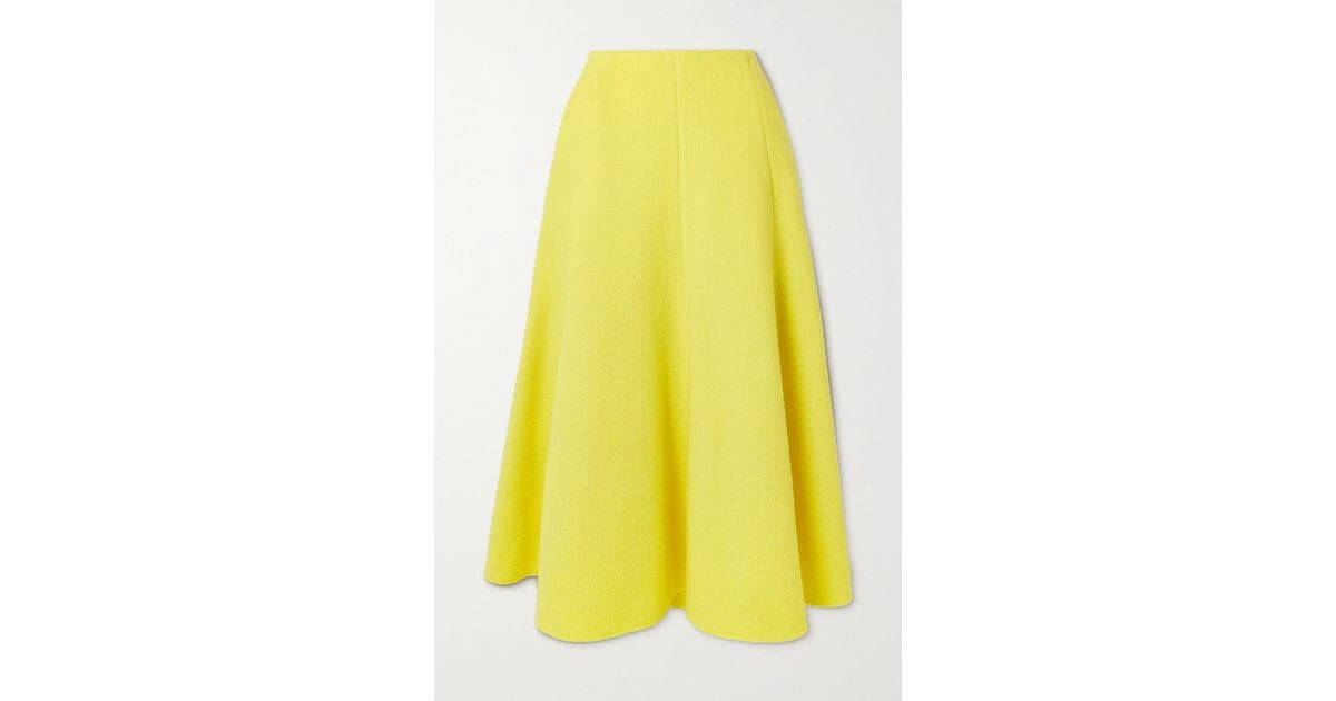 Gabriela Hearst Maureen Recycled-cashmere Midi Skirt in Yellow | Lyst