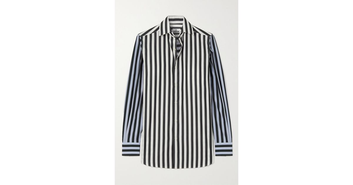 SEBLINE Striped Cotton-poplin Shirt in Black