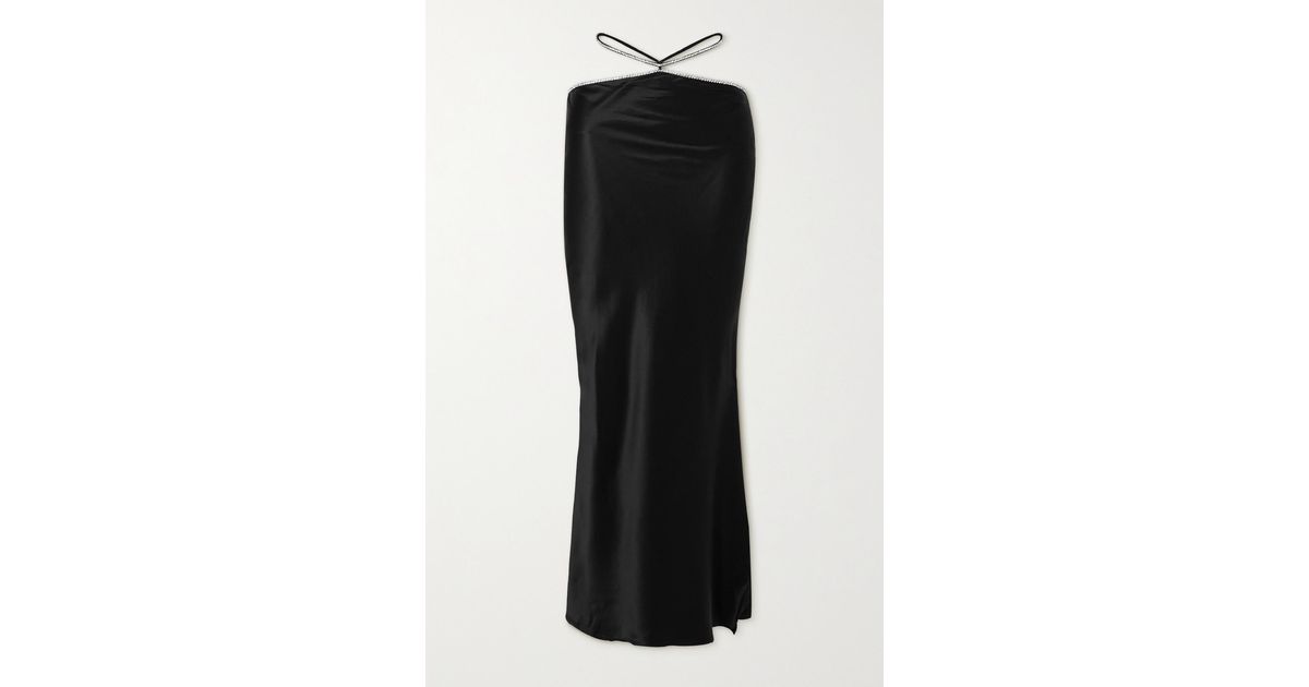 Jupe Longue En Satin De Soie à Cristaux Et à Liens Soie Michael Lo Sordo en coloris Noir | Lyst