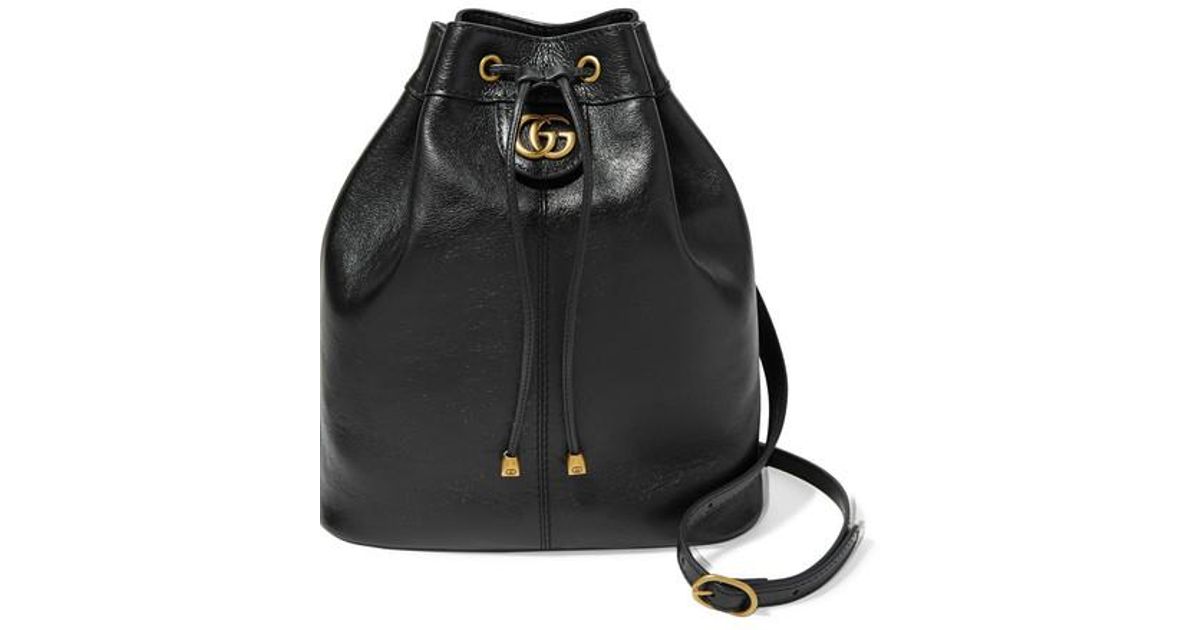 Gucci Re(belle) Medium Convertible Textured-leather Bucket Bag in Black |  Lyst