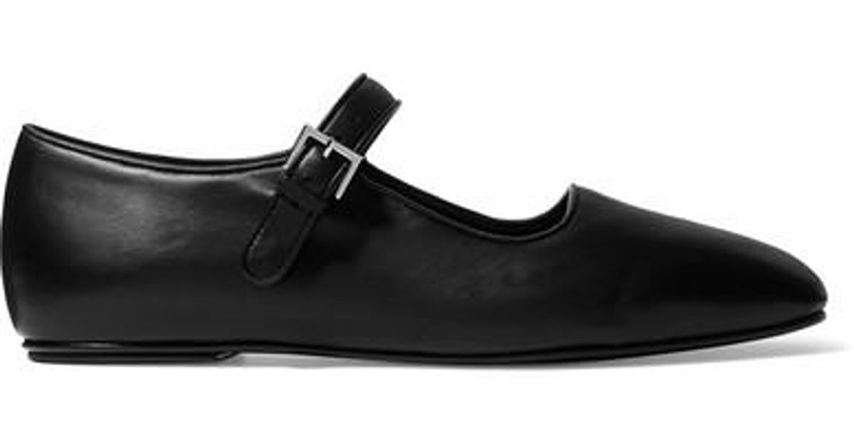 The Row Ava Leather Mary Jane Flats in Black - Save 40% | Lyst