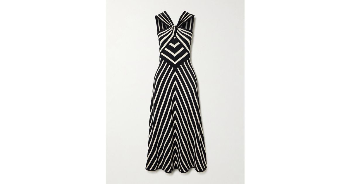 Zimmermann Illuminate Striped Knitted Midi Dress in White | Lyst