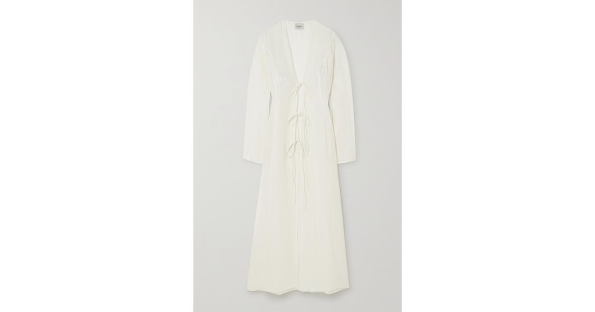 LeKasha Dehmit Tie-detailed Linen-gauze Maxi Dress in White | Lyst UK