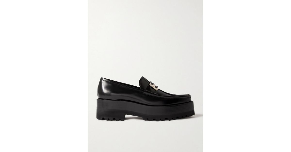 【VICTORIA BECKHAM】 Embellished leather platform loafers Victoria Beckham Embellished Leather Platform Loafers in