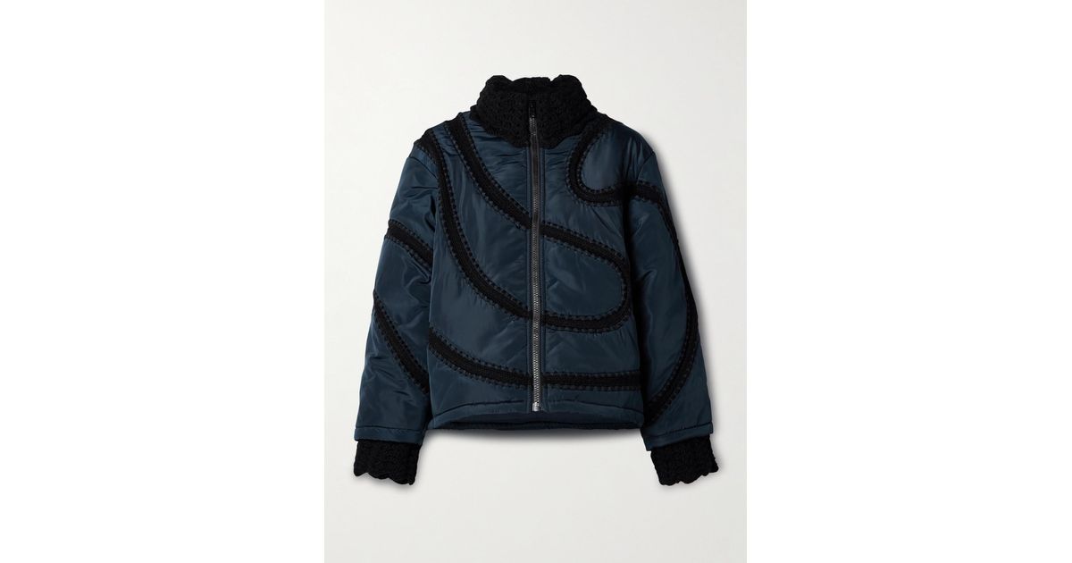 Sea Averie Crochet-Trimmed Shell Bomber Jacket in Blue | Lyst