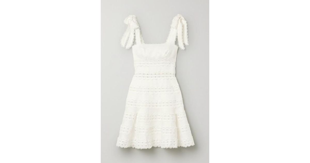 Zimmermann Kirra Tie Shoulder Mini Dress in White | Lyst UK
