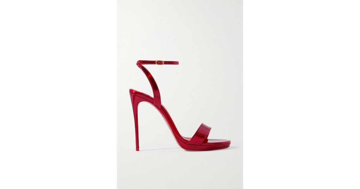 Christian Louboutin Loubi Queen 120 Metallic Patent-leather Sandals - Women - Red Sandals - IT36