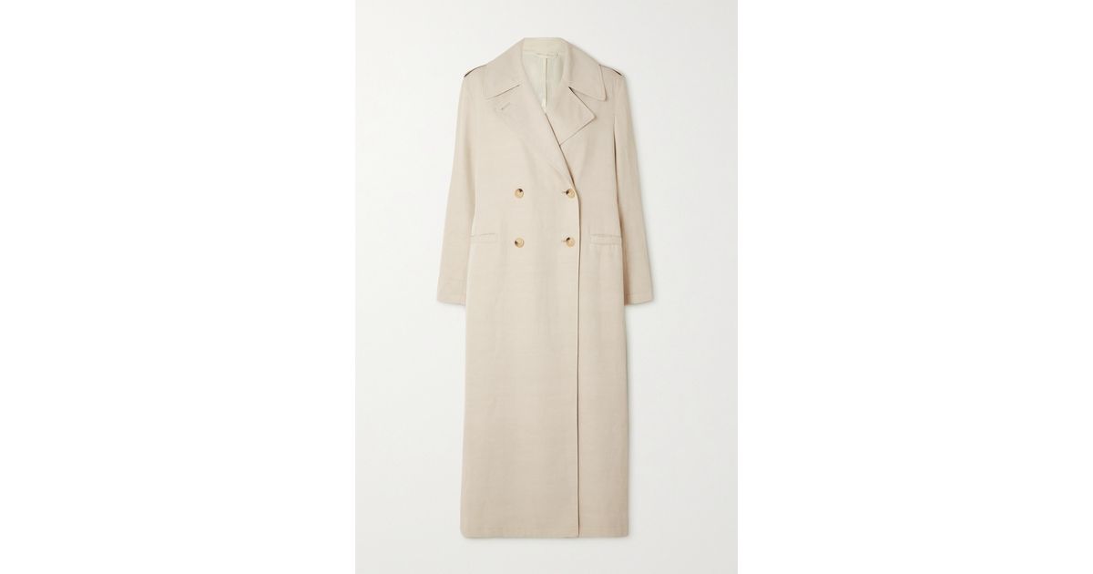 Totême Belted Twill Trench Coat in Natural | Lyst Australia