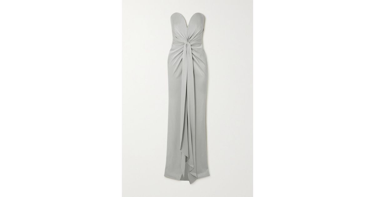Alex Perry Griffith Strapless Twist Front Satin Crepe Gown In White Lyst 
