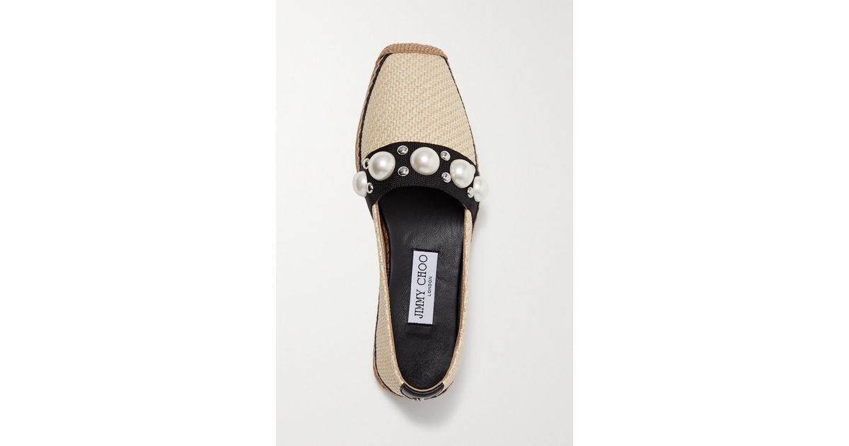 jimmy choo dru embellished woven espadrilles