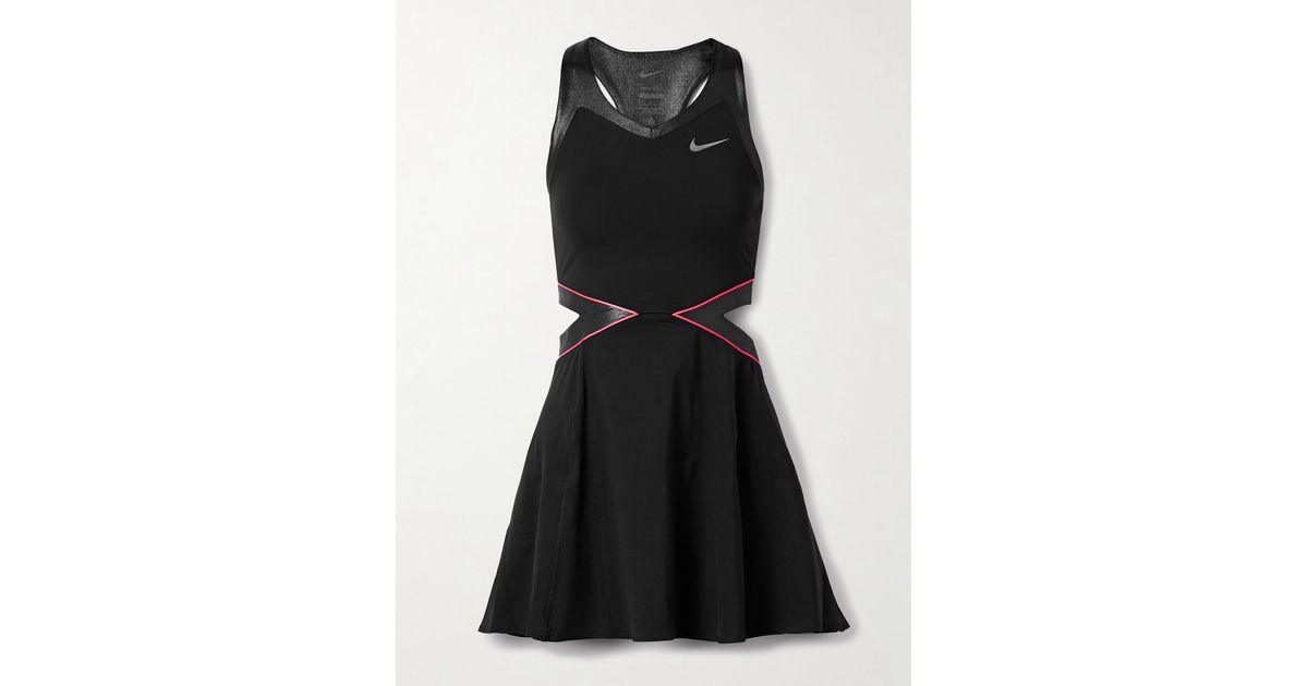 Nike Court Slam Cutout Metallic Dri-Fit And Mesh Tennis Dress in Black |  Lyst UK