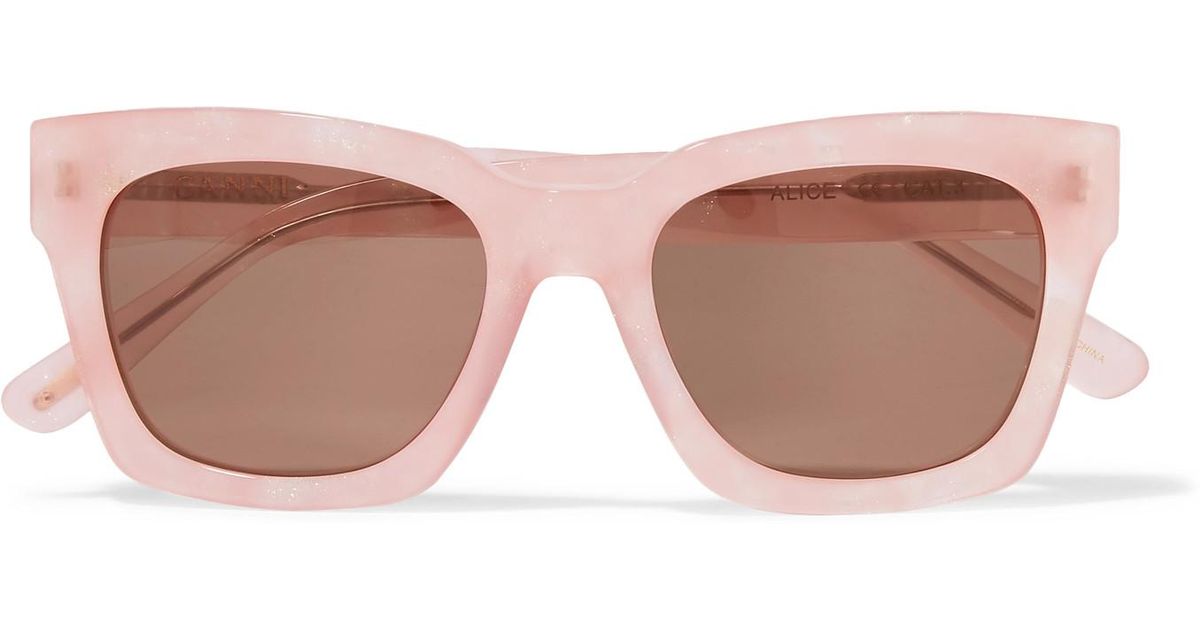 Ganni Alice Square-frame Glittered Acetate Sunglasses in Pink - Lyst