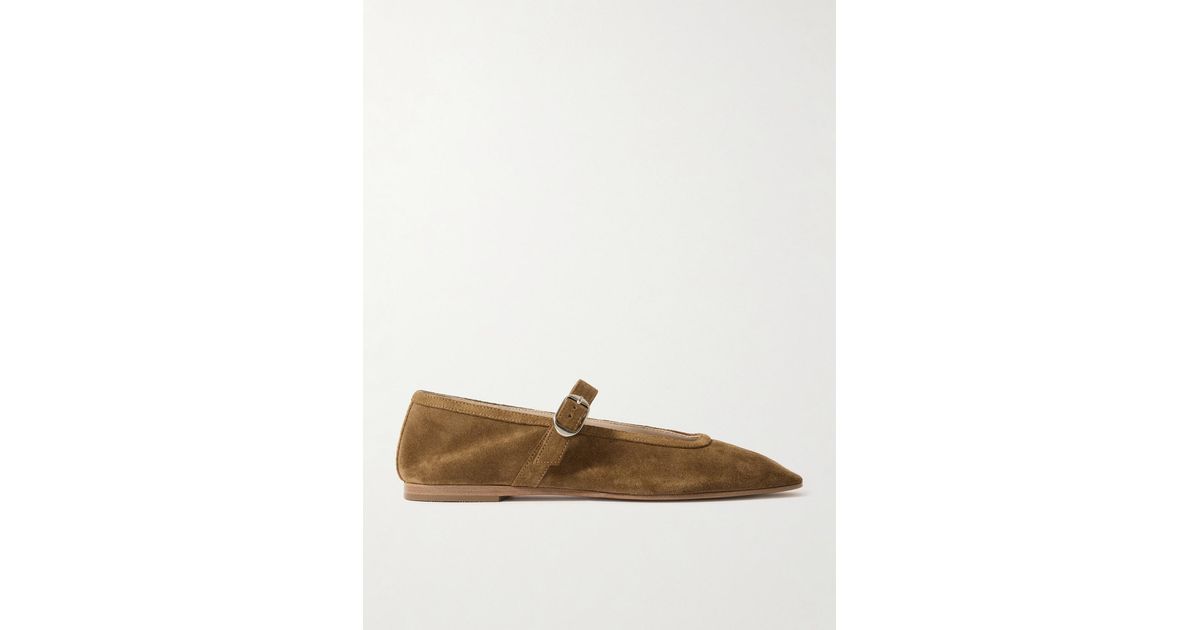 Le Monde Beryl Suede Mary Jane Ballet Flats in Brown | Lyst