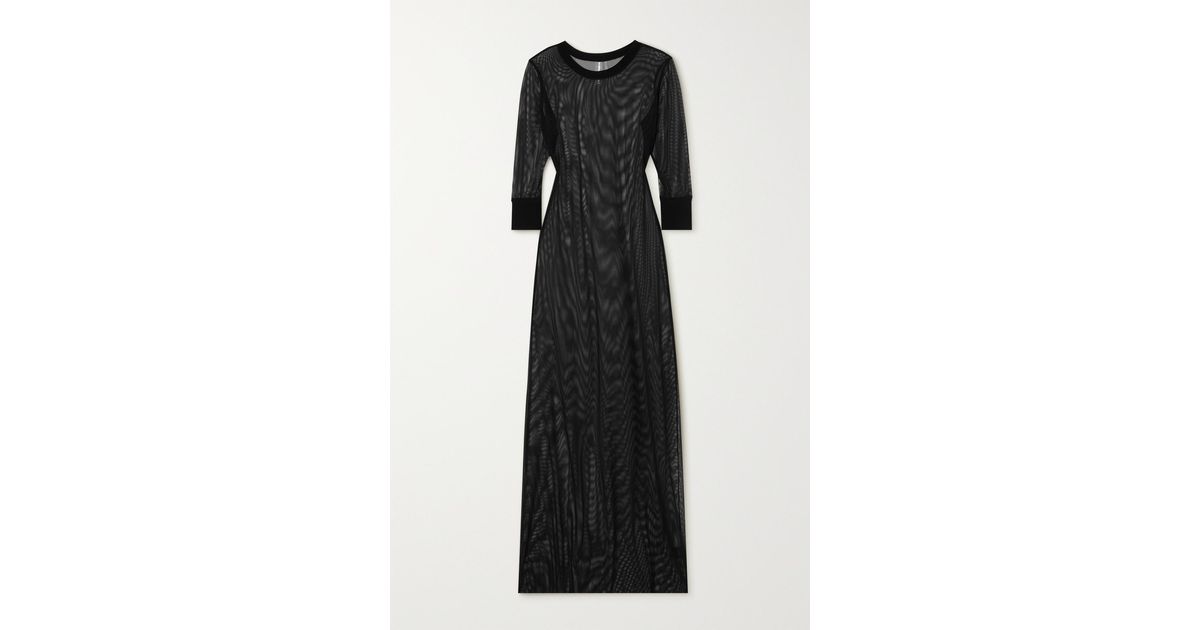 Norma Kamali Stretch-mesh Maxi Dress in Black | Lyst