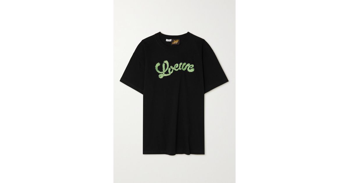 Loewe + Paula's Ibiza Embroidered Cotton-jersey T-shirt in Black 