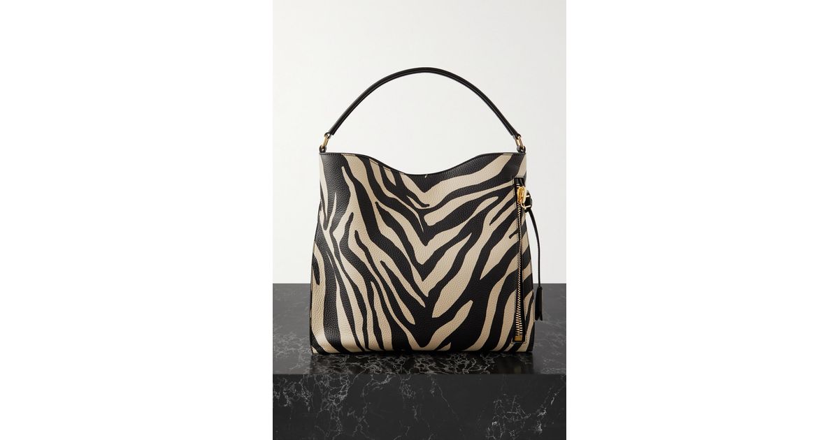 Tom Ford Alix Small Zebraprint Texturedleather Tote in Black Lyst