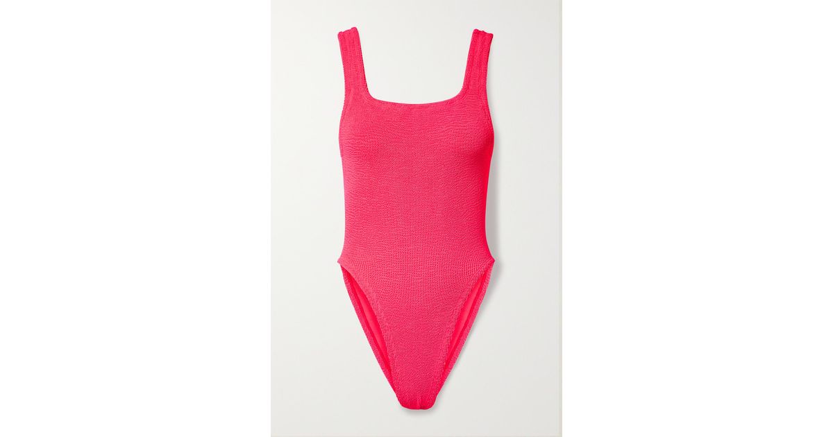 Hunza G Seersucker Swimsuit in Pink | Lyst UK