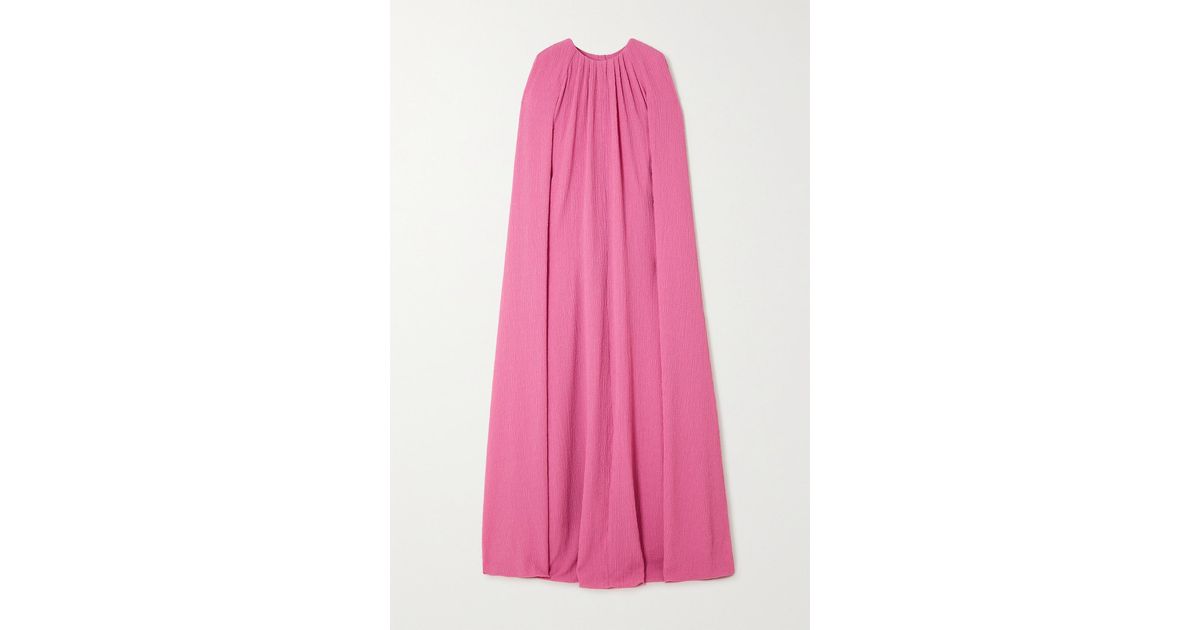 Emilia Wickstead Liv Cape-effect Seersucker Gown in Pink | Lyst UK
