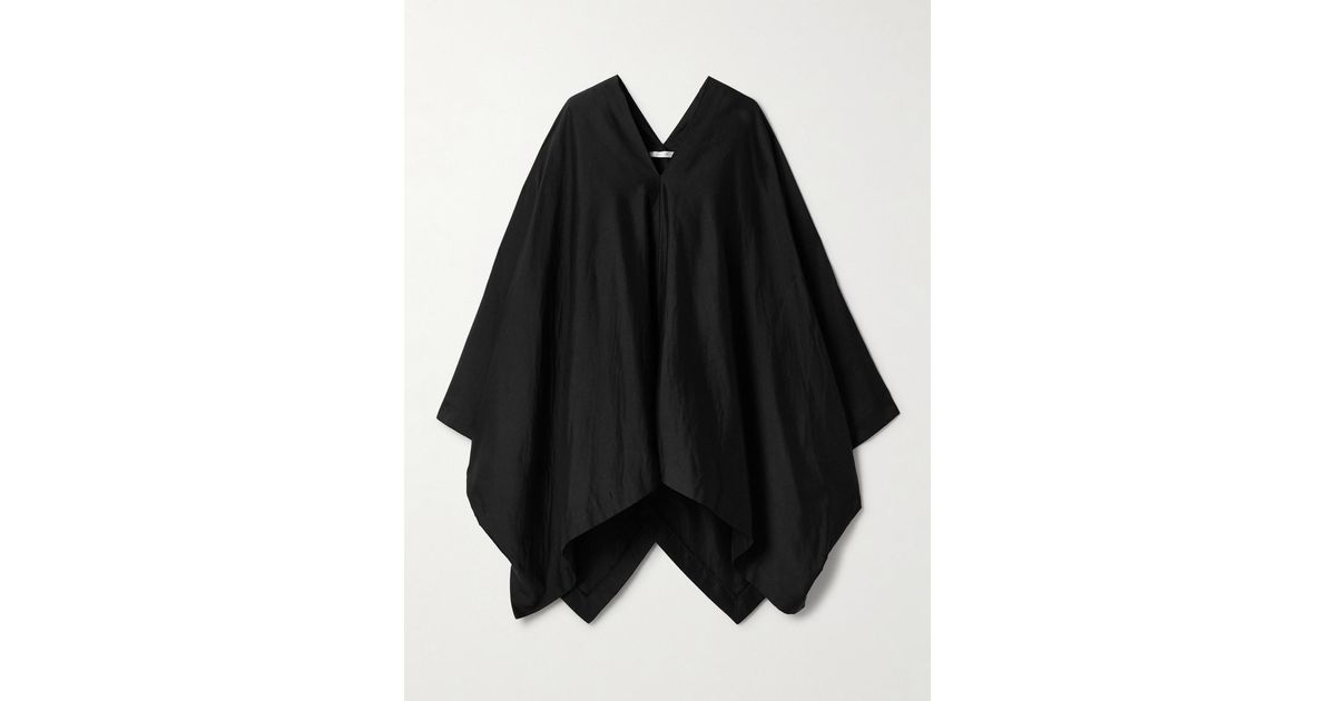 THE ROW】Voluminous poncho in cotton and silk voile Black THE ROW】Voluminous poncho in cotton and silk voile Black