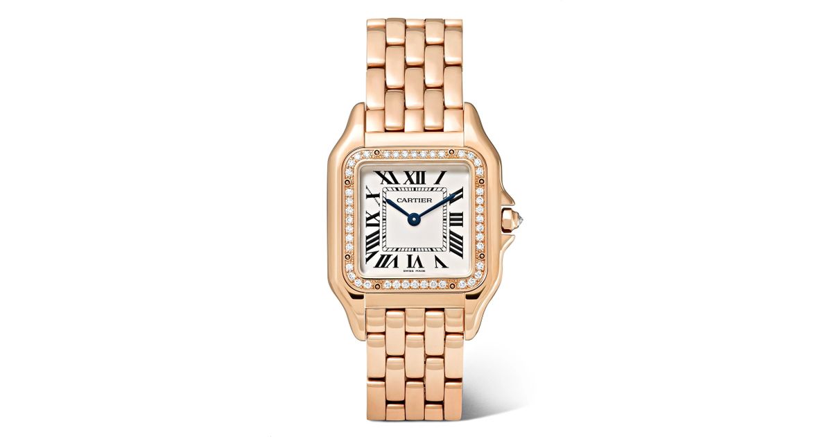 Montre En Or Rose 18 Carats Et Diamants Panthère De Medium 27 Mm Cartier en  coloris Métallisé - Lyst