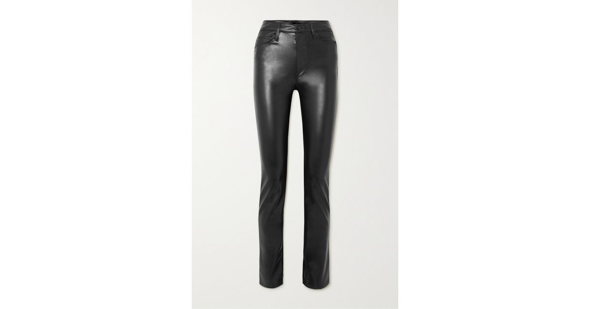 Mother The Dazzler Skimp Faux Leather Straight-leg Pants in Black | Lyst