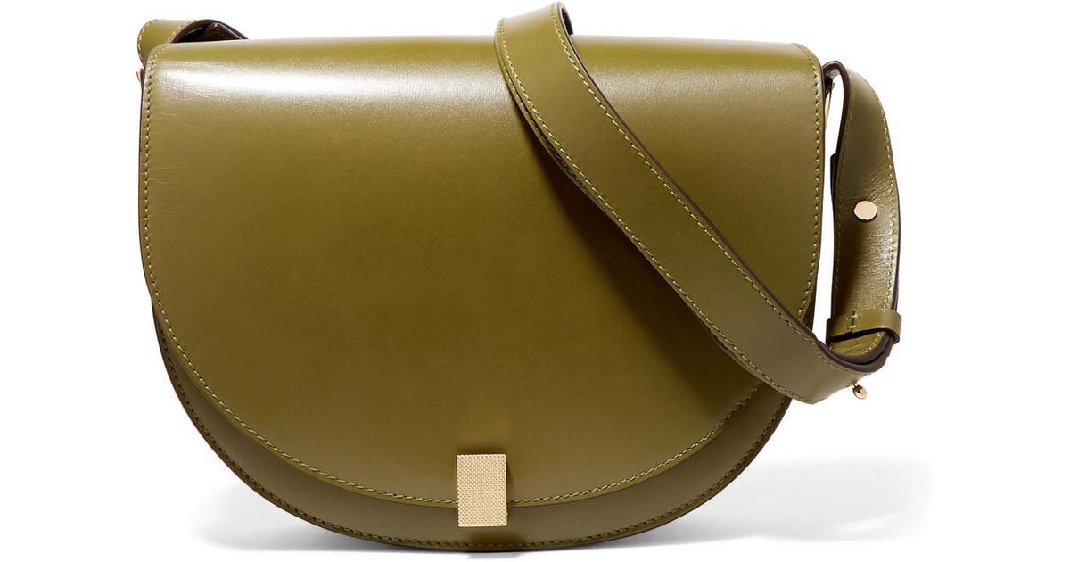 Victoria Beckham Half Moon Box Leather Shoulder Bag in Green | Lyst