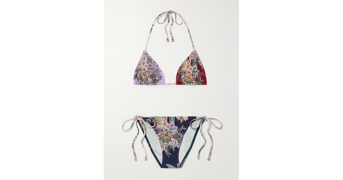 Zimmermann Rhiannon Floral Print Triangle Bikini In Blue Lyst Zimmermann Rhiannon Floral Print Triangle Bikini In Blue Lyst