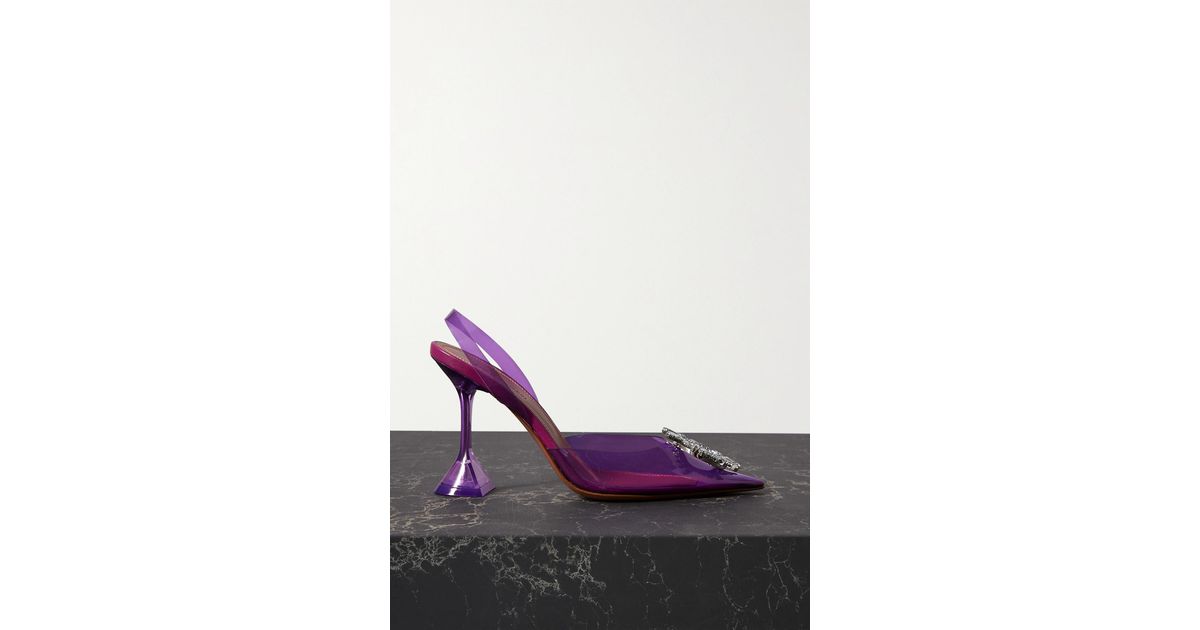 AMINA MUADDI Begum Crystal-embellished Pvc Slingback Pumps in Purple - Lyst