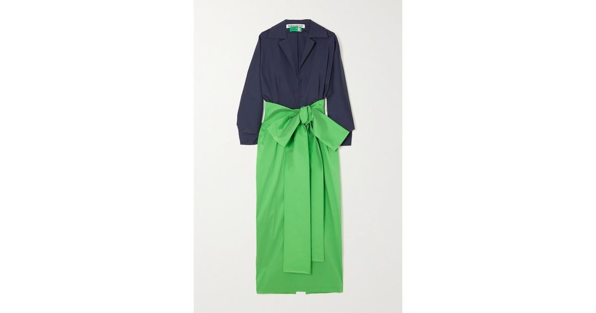 BERNADETTE Claire Belted Two-tone Taffeta And Organic Cotton-blend ...