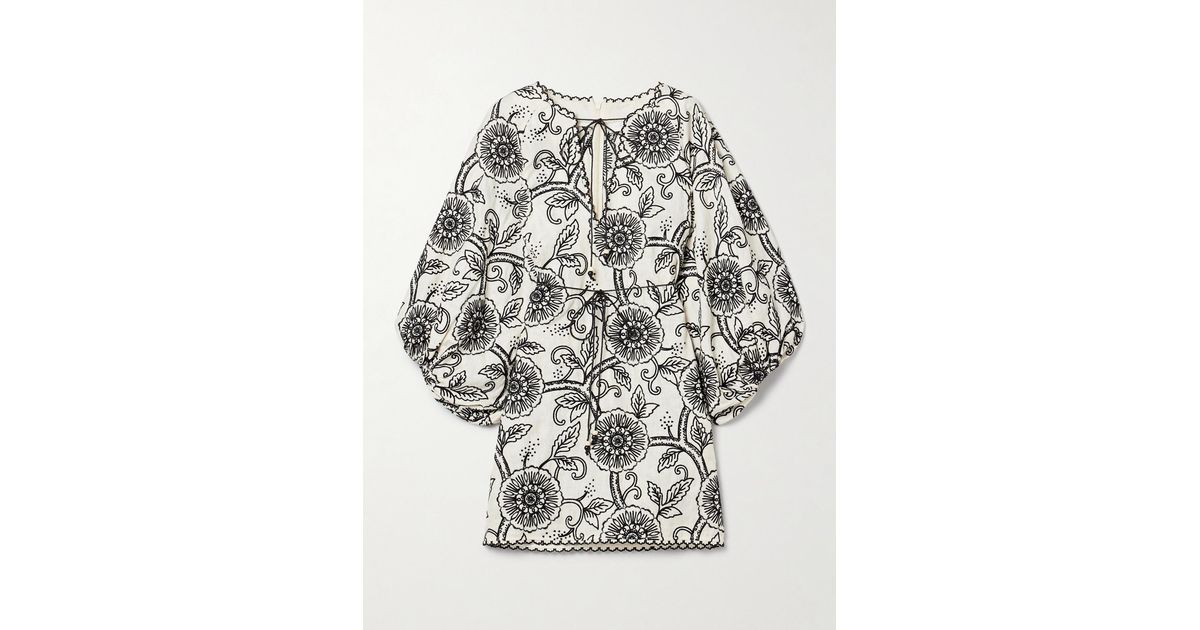 【Zimmermann】Tallow belted embroidered linen mini dress Zimmermann Tallow Belted Embroidered Linen Mini Dress In