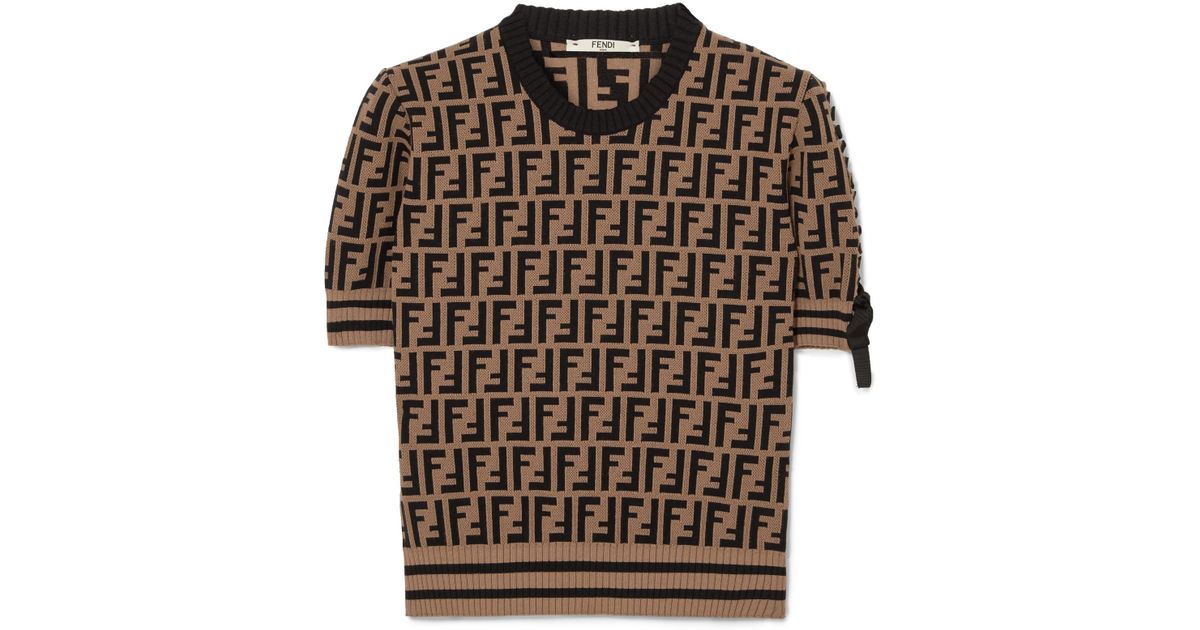 Fendi Denim Intarsia Knitted Sweater - Lyst