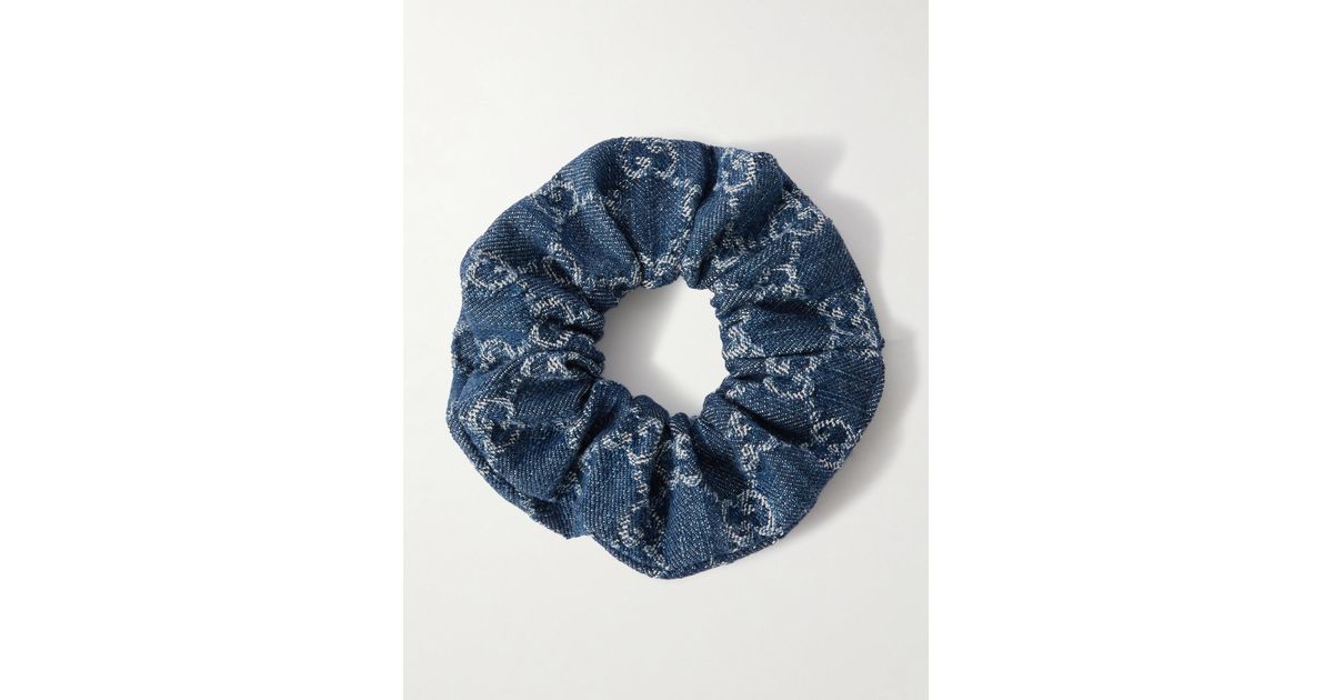 GUCCI GG logo denim scrunchie hair tie Gucci Blue GG Denim Headband Gucci | TLC main image 4