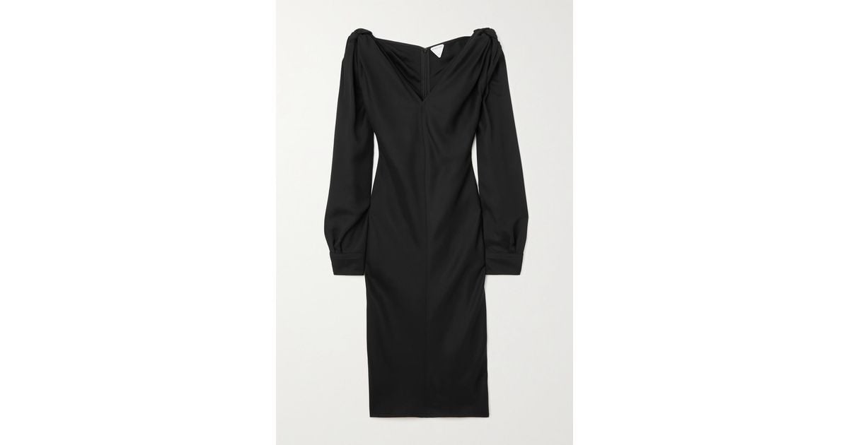 Bottega Veneta Cutout Satin-drill Dress in Black | Lyst