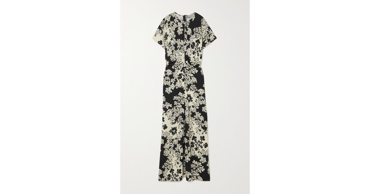 Totême Floral-print Crepe Maxi Dress in Black | Lyst