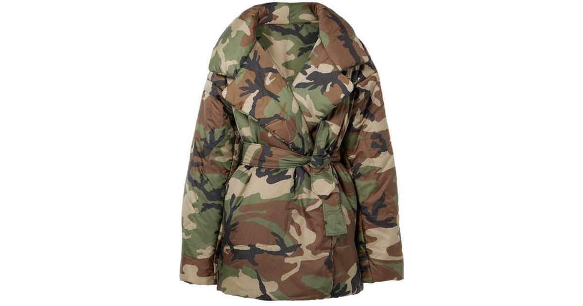 Norma Kamali Sleeping Bag Oversized Camouflage-print Shell Coat in Dark ...