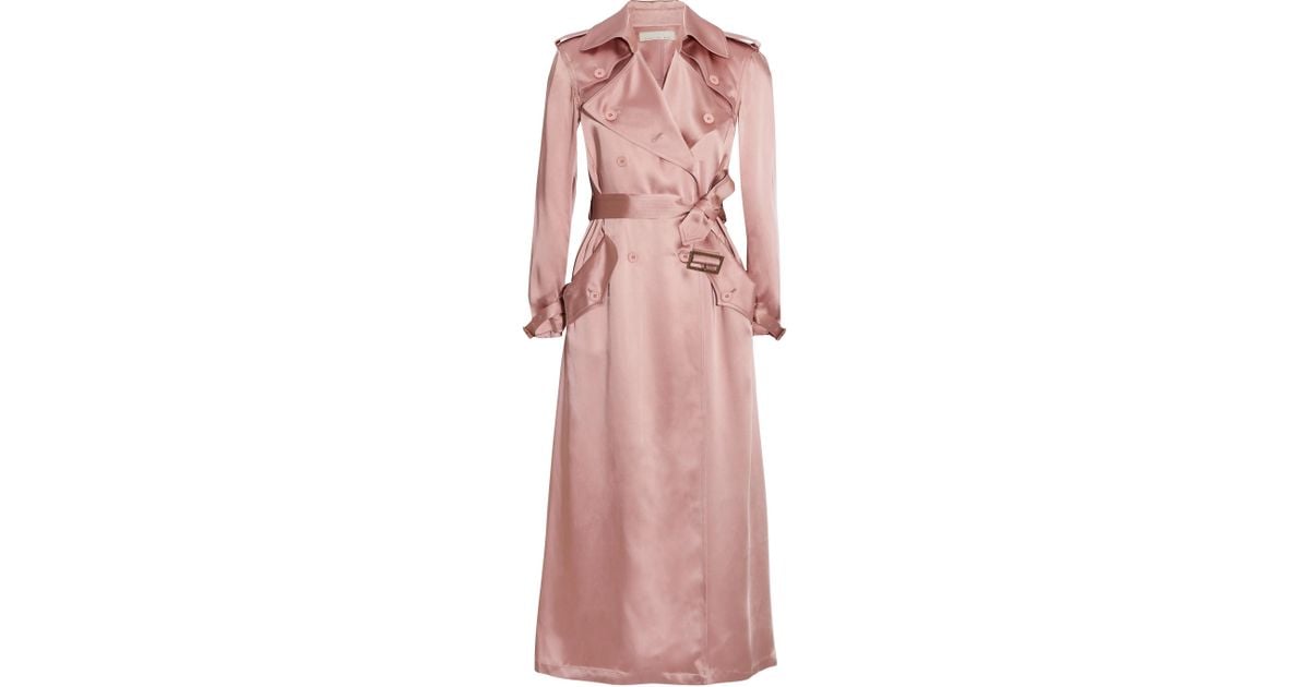 Fleur du Mal Satin Trench Coat in Pink Lyst