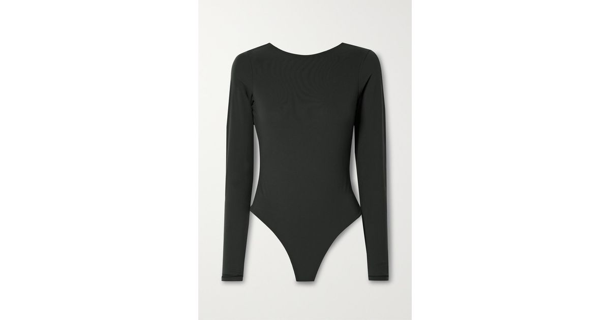 Skims Fits Everybody Long Sleeve Low Back Bodysuit – Onyx – Body in Schwarz