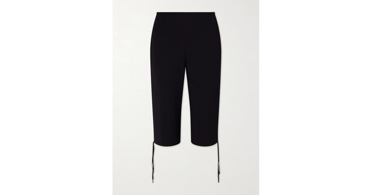 Colleen Allen Theatre Copped Stretch-Crepe Straight-Leg Pants in Blue ...