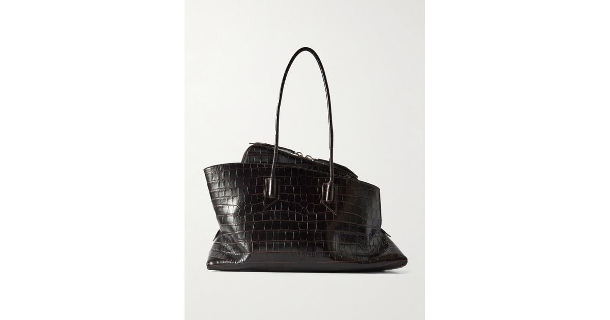 トートバッグ The Attico Structured Crocodile-Effect Brown Bag With The Attico Structured Crocodile-Effect Brown Bag With