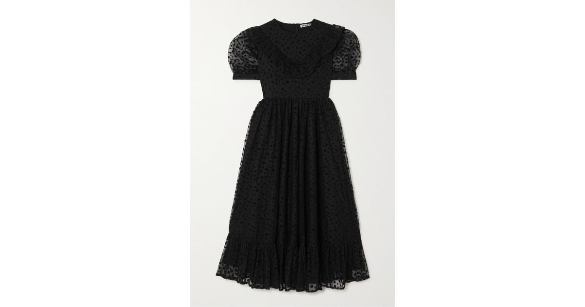 BATSHEVA May Ruffled Polkadot Flocked Tulle Dress in Black Lyst Canada