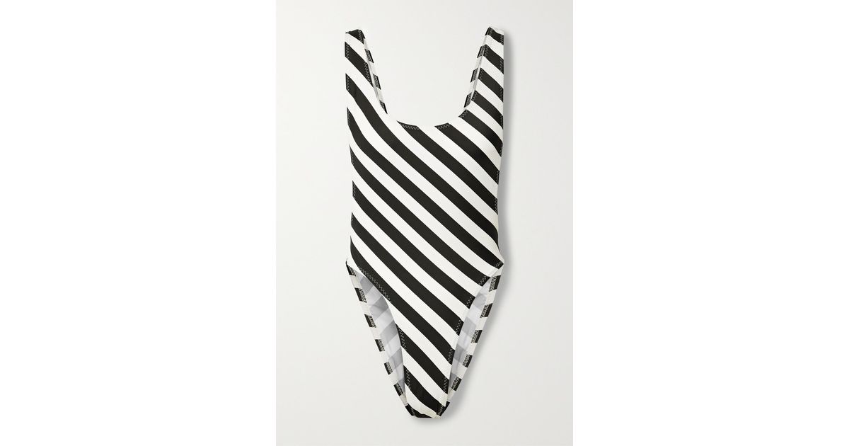 Norma Kamali Marissa Striped Swimsuit in White | Lyst