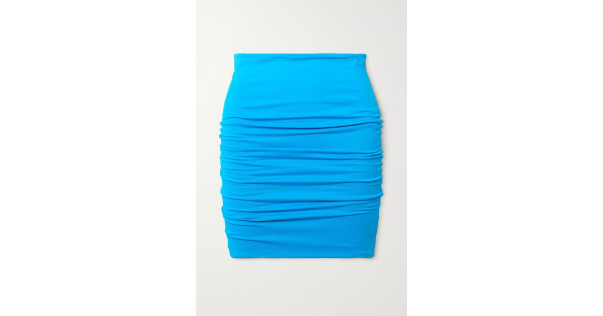 The Attico Synthetic Ruched Stretch-jersey Mini Skirt in Blue | Lyst