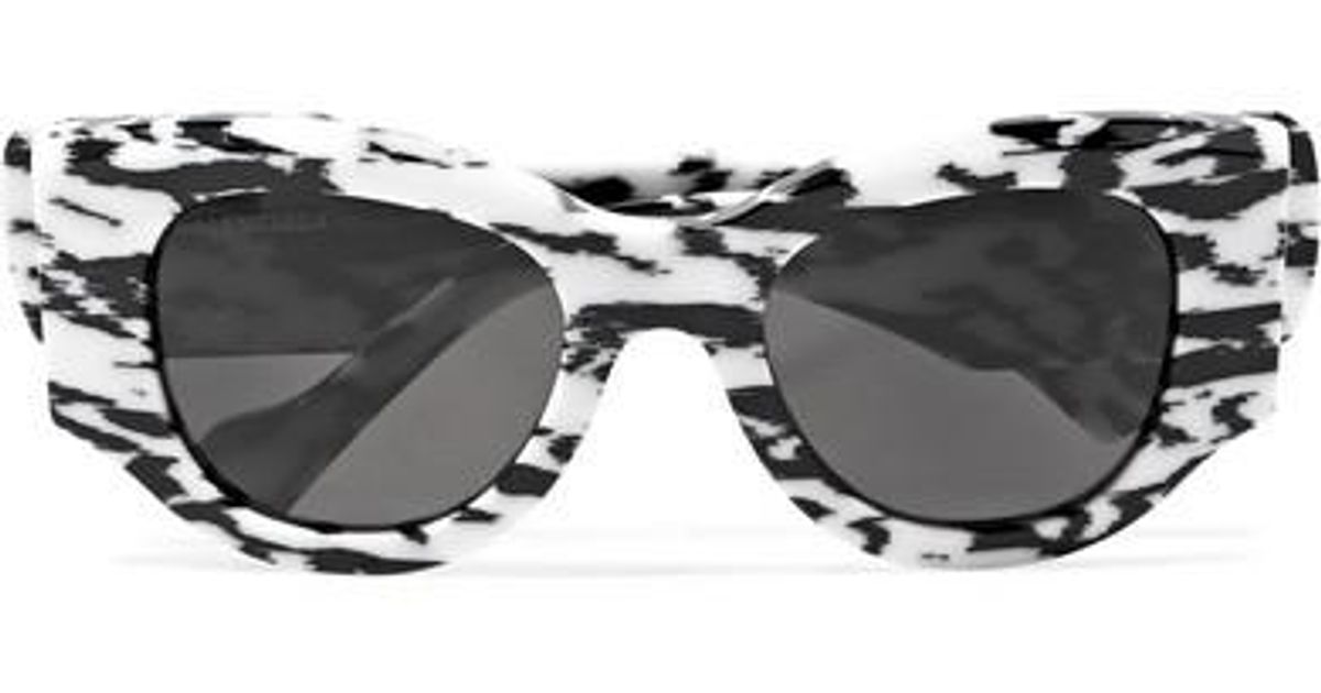 Balenciaga Paris Oversized Cateye Zebraprint Acetate Sunglasses in