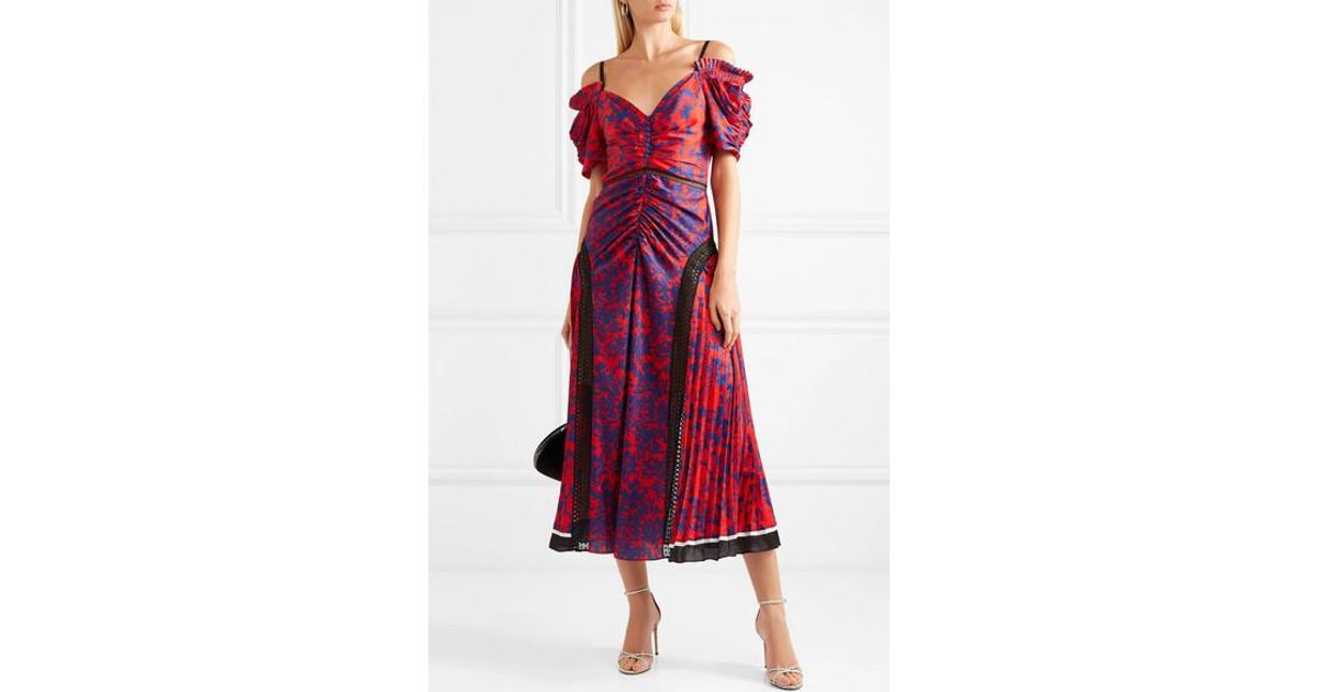 knee length dresses for ladies Yellow Floral Midi Dress – self-portrait-US main image 0