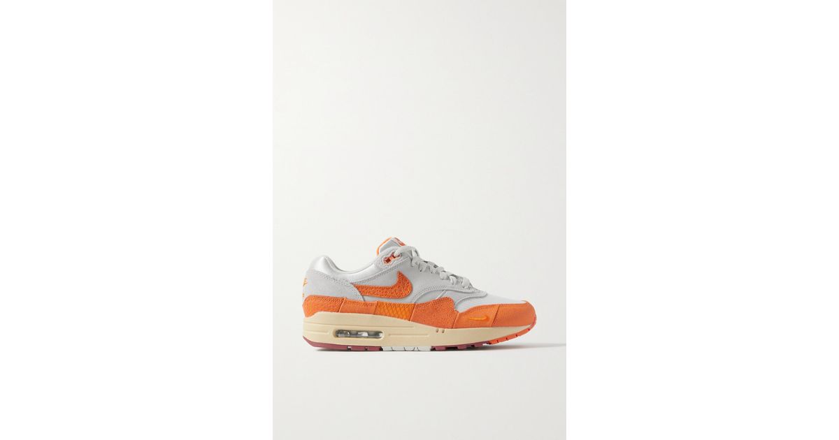 Nike Air Max 1 Suede, Mesh And Croc Effect-trimmed Leather Sneakers in  Orange | Lyst
