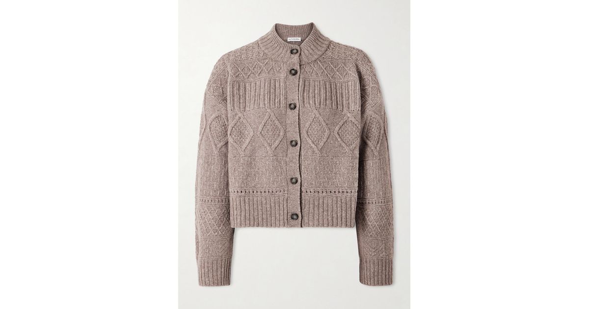 Altuzarra Amory Cropped Cable-Knit Wool-Blend Cardigan in Brown | Lyst