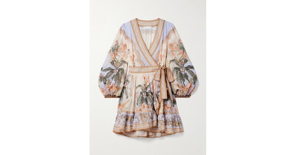 【Zimmermann】Wylie printed cotton wrap mini dress ZIMMERMANN Wylie printed cotton wrap mini dress - Enny Monaco