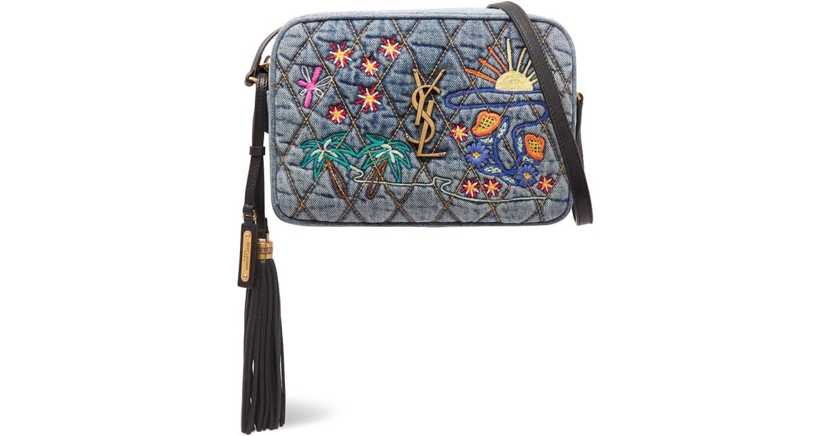 Saint Laurent Monogram Lou Medium Denim Crossbody Bag in Blue Lyst