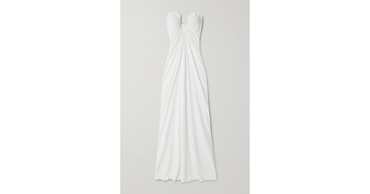 Christopher Esber Arced Palm Strapless Gathered Jersey Maxi Dress in ...