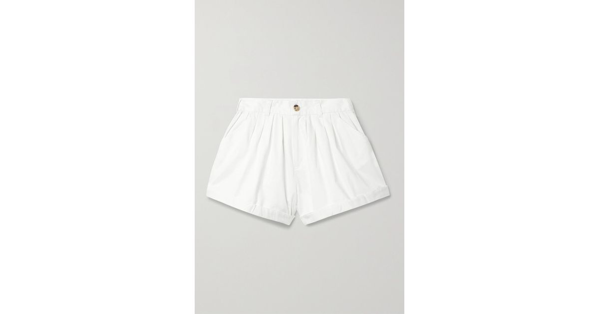 Doen Paige Pleated Cotton-twill Shorts in White | Lyst